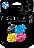 HP 308 Black & Tri-colour Original Ink Cartridges 2-Pack