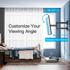 PERLESMITH TV Wall Bracket for 13-43 inch TVs, Swivel Tilt Extend Wall Mount for Flat & Curved TV up to 20kg, Max.VESA 200x200mm