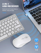 TECKNET Mini Wireless Keyboard and Mouse Set, 2.4G Cordless USB, Black