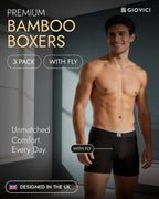 Giovici Mens Boxers Bamboo Anti Chafing Soft Comfortable Boxer Briefs Longer Leg - Boxer Shorts Multipack - Moisture Wicking Technology