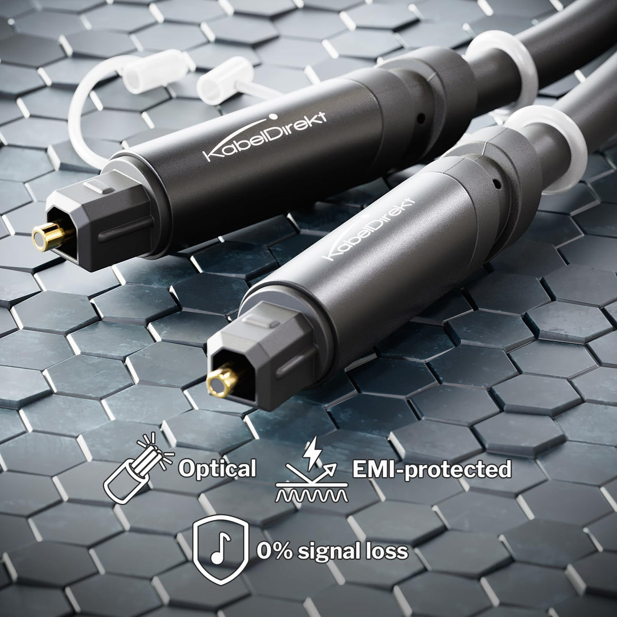 KabelDirekt – Optical Audio TOSLINK Cable – 1.5m – Soundbar