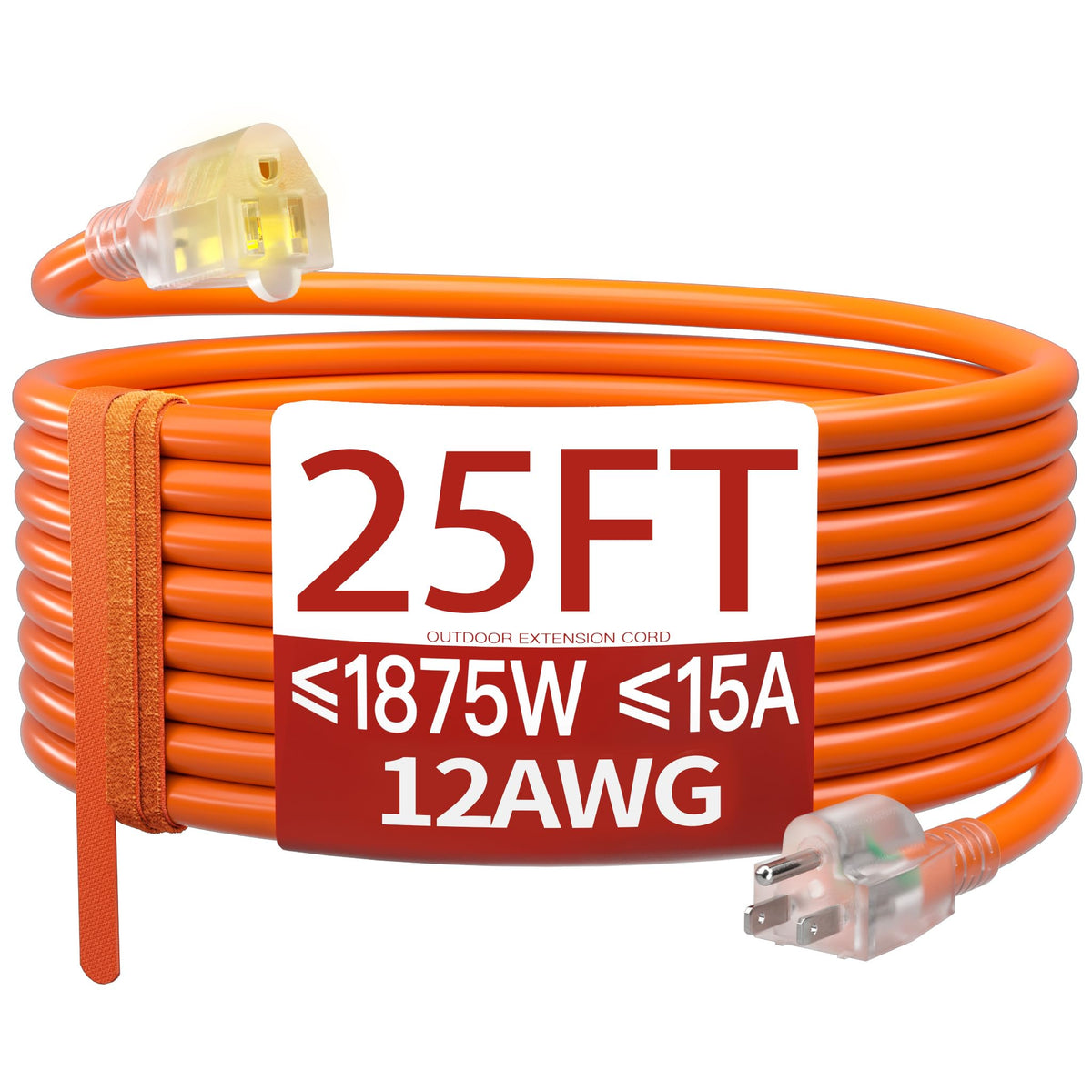 Skrizcable 16/3 15 FT Outdoor Extension Cord Waterproof, Black Power Cord