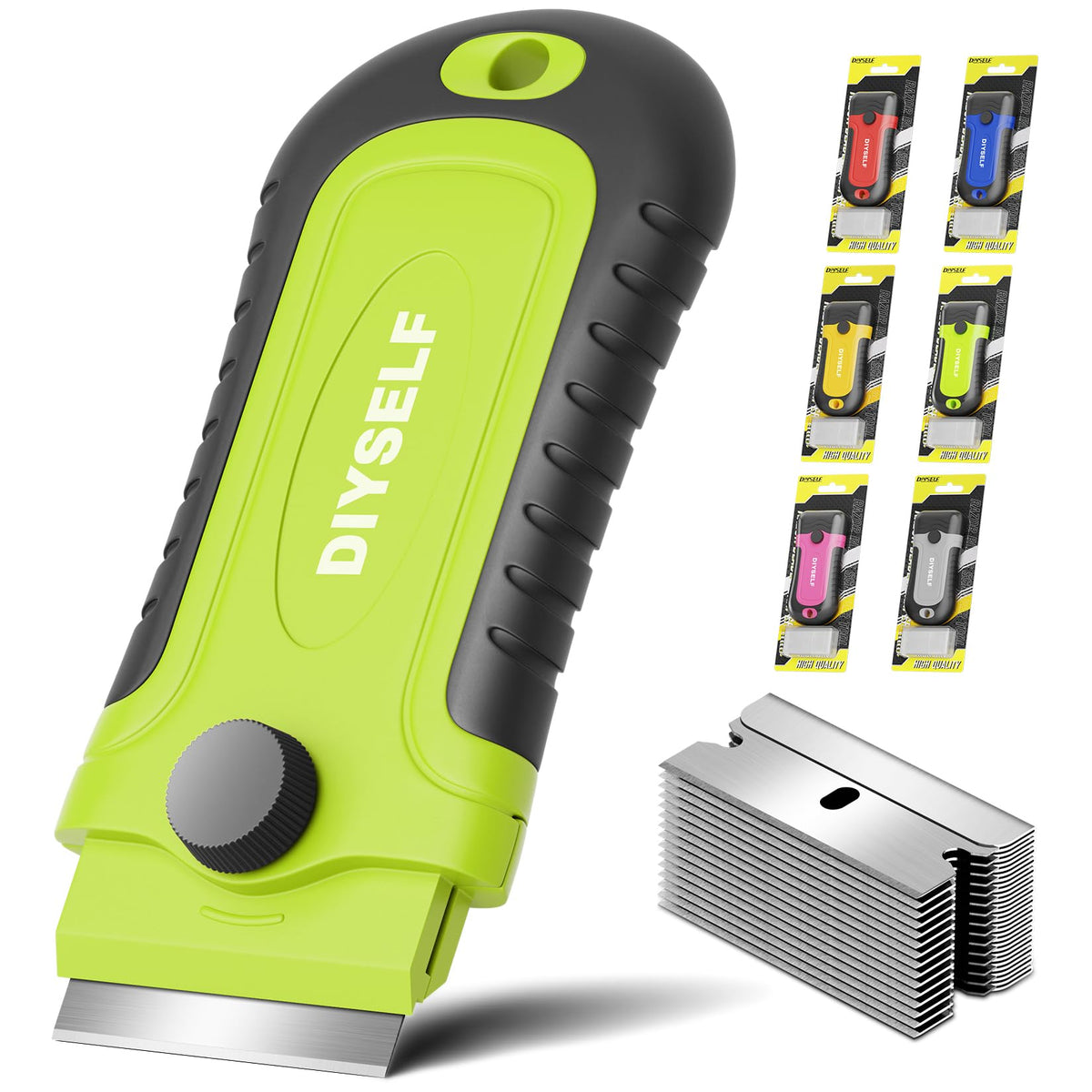 DIYSELF 1 Pack Razor Blade Scraper with 15 Extra Blades, Scraper Tool
