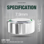 LR41 AG3 392 SR41SW L736 1.5V Alkaline Button Cell Batteries (20 Pack) – Long Lasting Coin Batteries for Watches, Toys, Calculators & Small Electronics