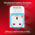 Masterplug Three Socket Surge Protected Adaptor with Individual Switches, white