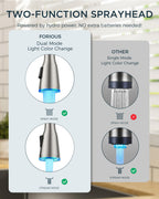 FORIOUS Kitchen Faucet with Cup Washer, Pull Down Sprayer, Brushed Nickel