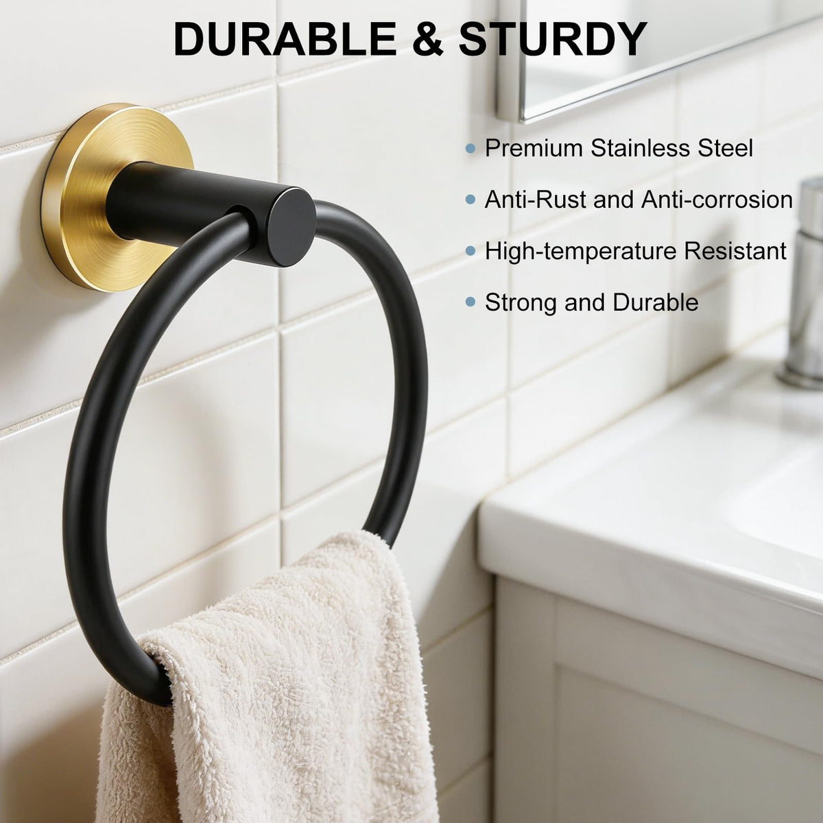 SetSail Towel Holder for Bathroom Wall Matte Black Towel Ring