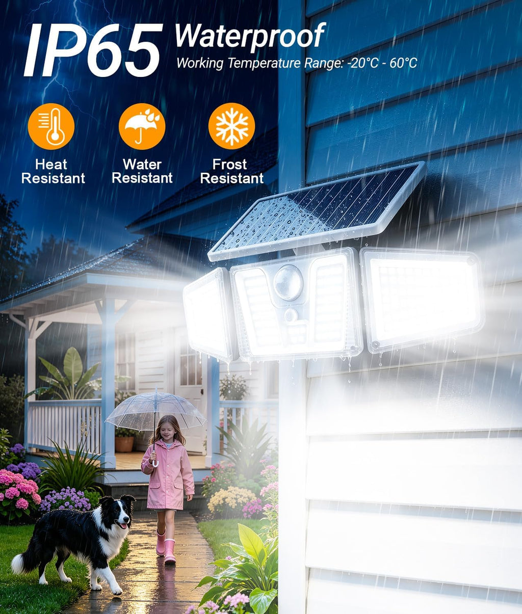 KOOPER Solar Motion Lights Outdoor, 210 LED Remote Solar Flood Lights 2PK