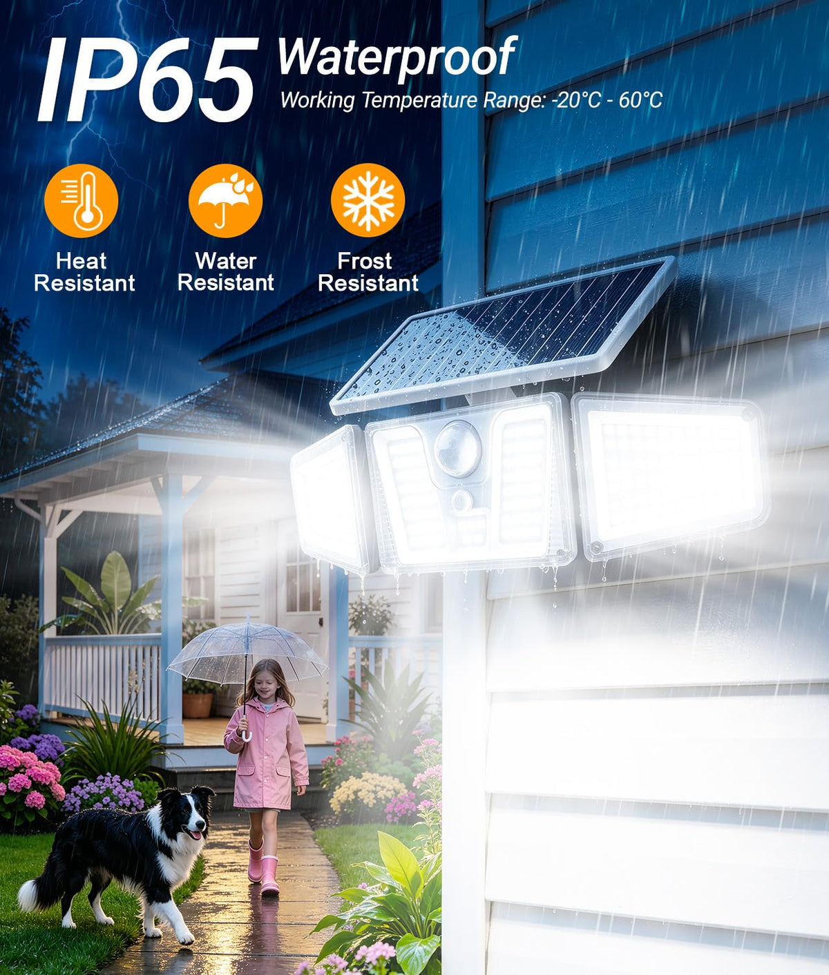 KOOPER Solar Motion Lights Outdoor, 210 LED Remote Solar Flood Lights 2PK