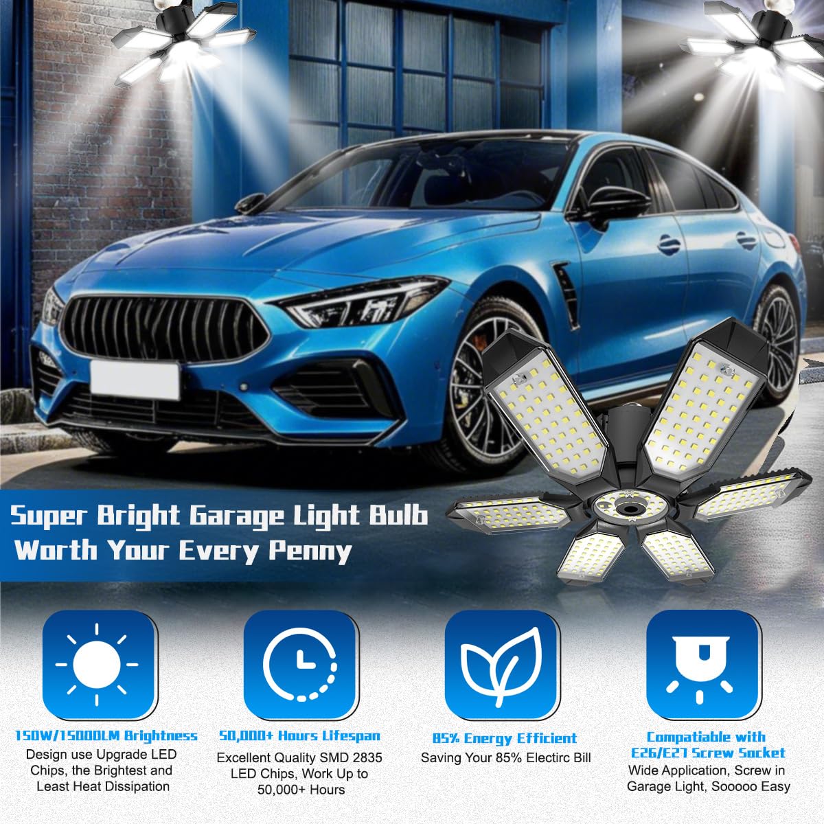 Plug in Garage Lights - 20000LM Ultra Bright Shop Light 6500K Bay Lighting