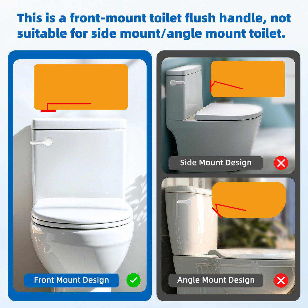 Hibbent Universal Metal Front Mount Toilet Handle Replacement Kit