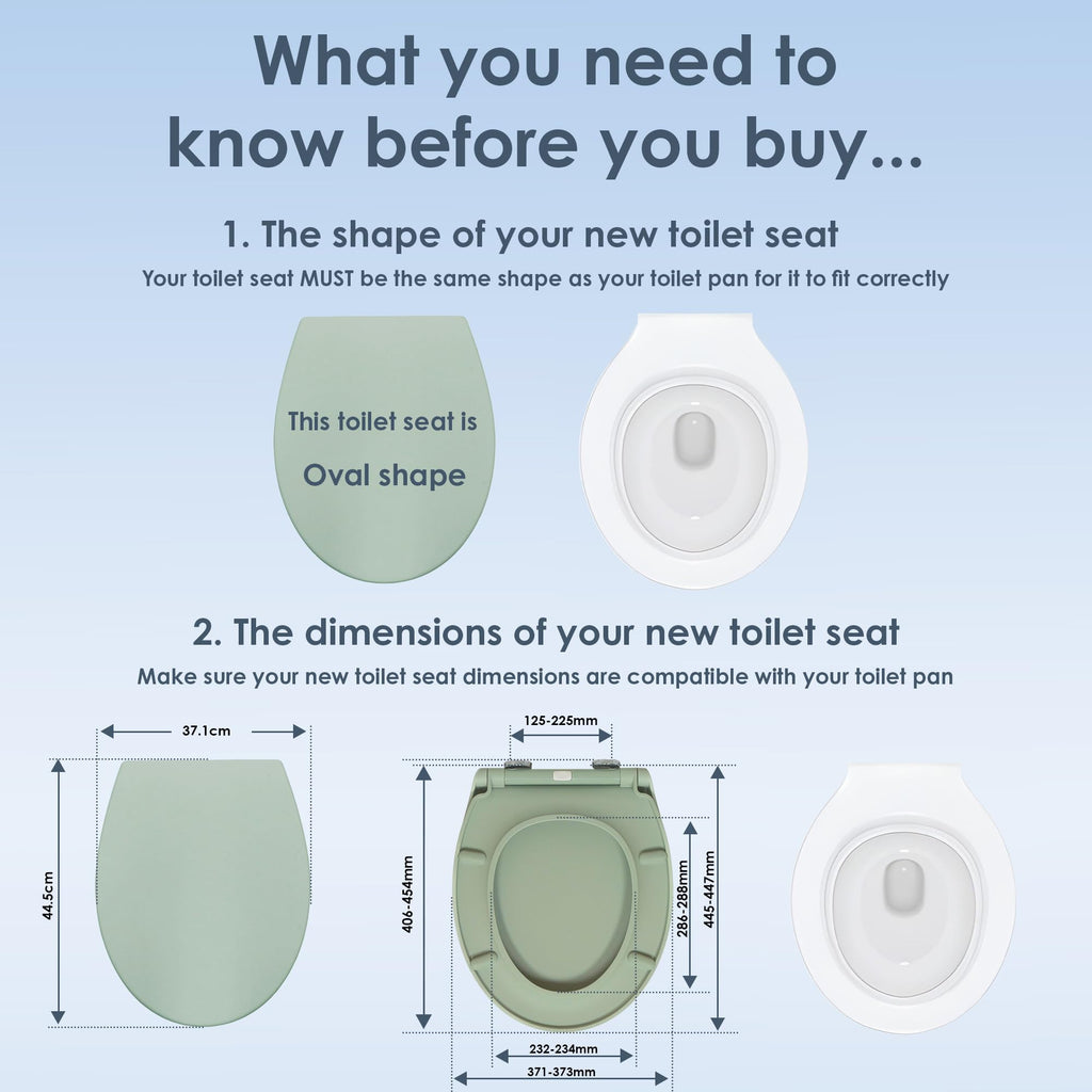 AQUALONA® Premium Thermoplastic Toilet Seat Soft Close Hardwearing Seat with Two Button Hinge Release D Shaped Easy to Clean Simple Installation Top and Bottom Fittings (Blue - D Shape)