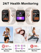RUIMEN Smart Watch Answer Dial Call,Smart Watches for Women Men 1.85" HD Screen Fitness watch with SpO2 Heart Rate Sleep Monitor Step Counter Waterproof 100+ Sports Mode for Android iOS (2 Bands)