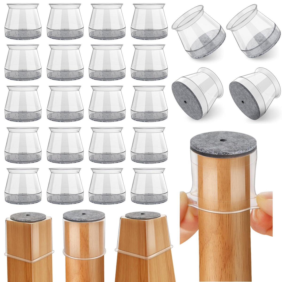 Ansible 24 Pcs Chair Leg Floor Protectors Round