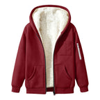 Womens Teddy Fleece Hoodies Sherpa Lined Fuzzy Jacket with Pockets Full Zip Hooded Sweatshirts Ladies Fall Winter Warm Jumper Coat Outwear Thermal Outfits Clothing