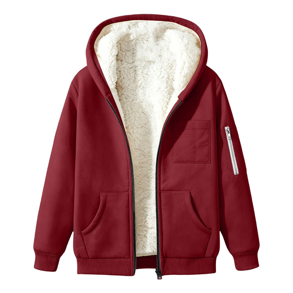 Womens Teddy Fleece Hoodies Sherpa Lined Fuzzy Jacket with Pockets Full Zip Hooded Sweatshirts Ladies Fall Winter Warm Jumper Coat Outwear Thermal Outfits Clothing