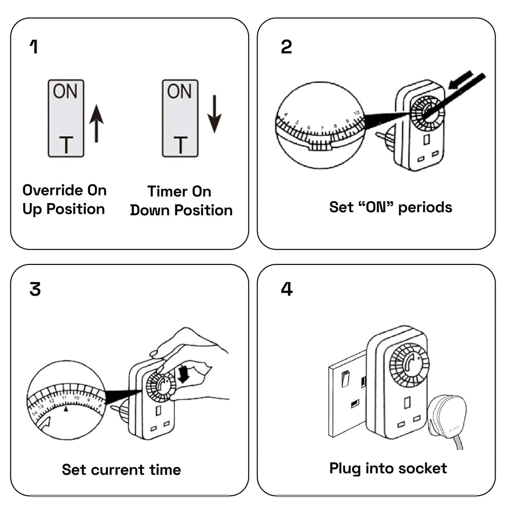 hbn 24Hour Mechanical Timer Plug Socket UK,Light Timers for Home Security