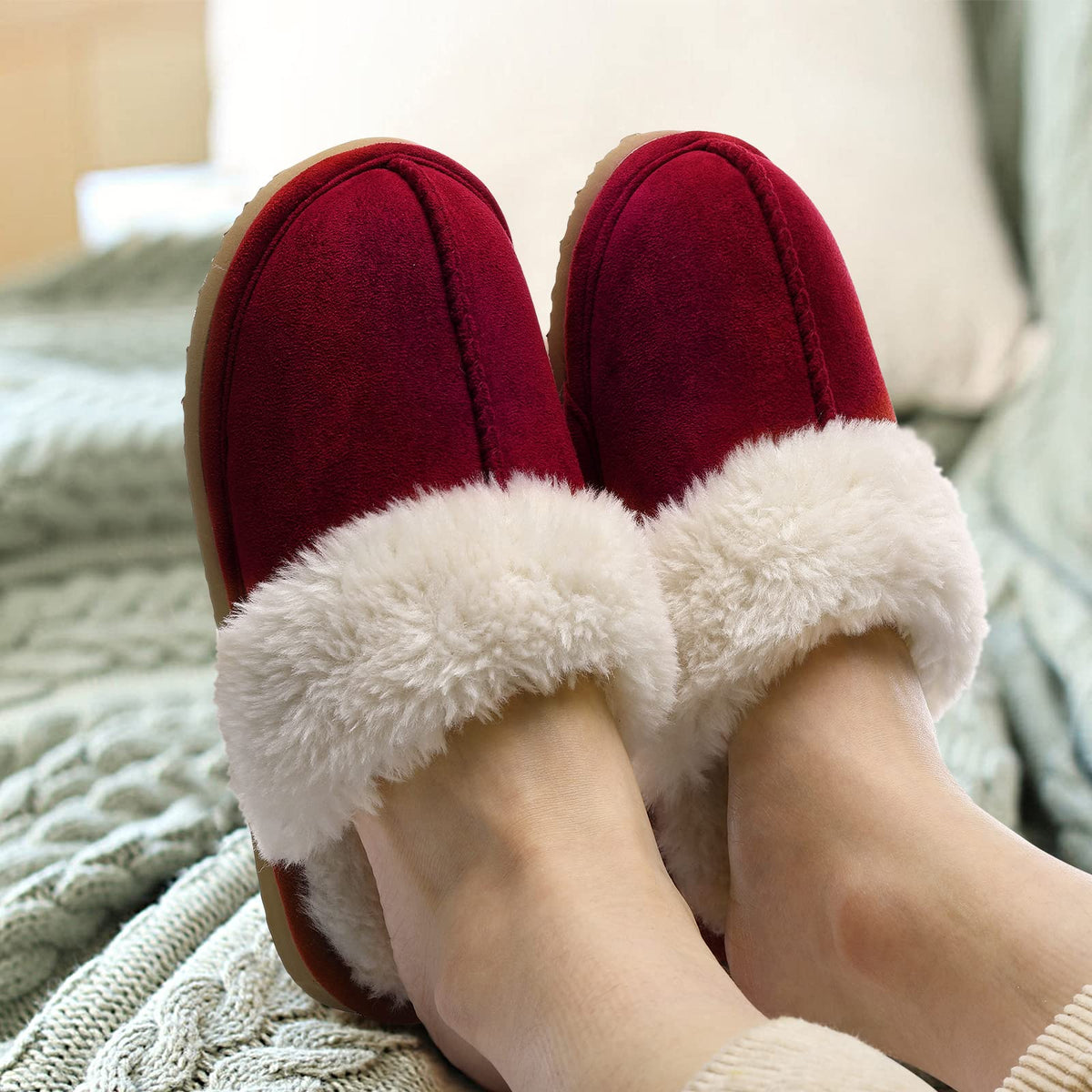 Litfun Women's Fluffy Memory Foam Slippers House Shoes Indoor