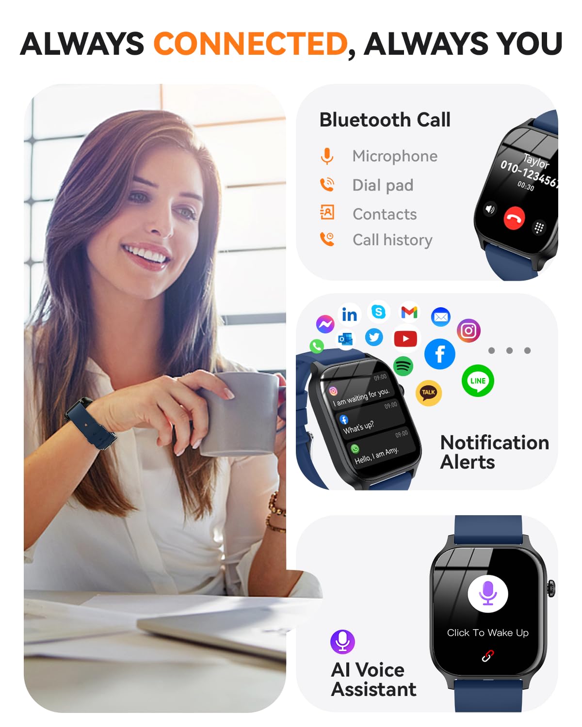 Smart Watch for Men Women- Answer/Make Call, 2026 IP68 Waterproof Fitness Tracker Watch with Sleep Step Counter Activity Smartwatch for Samsung Android iPhone iOS (Deep Burgundy, 1.83)