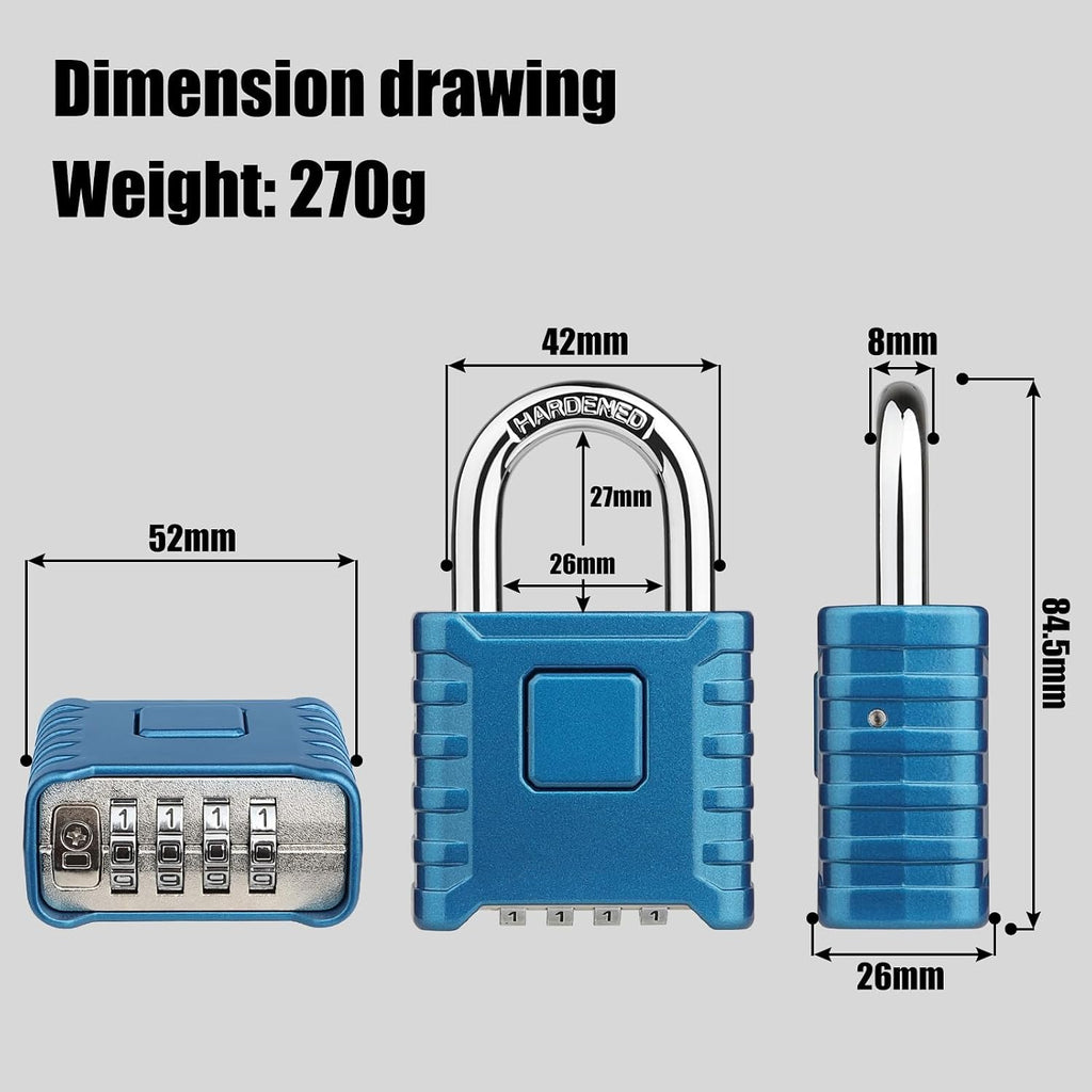 Diyife Large Heavy Duty Combination Padlocks Outdoor, 52mm Weatherproof