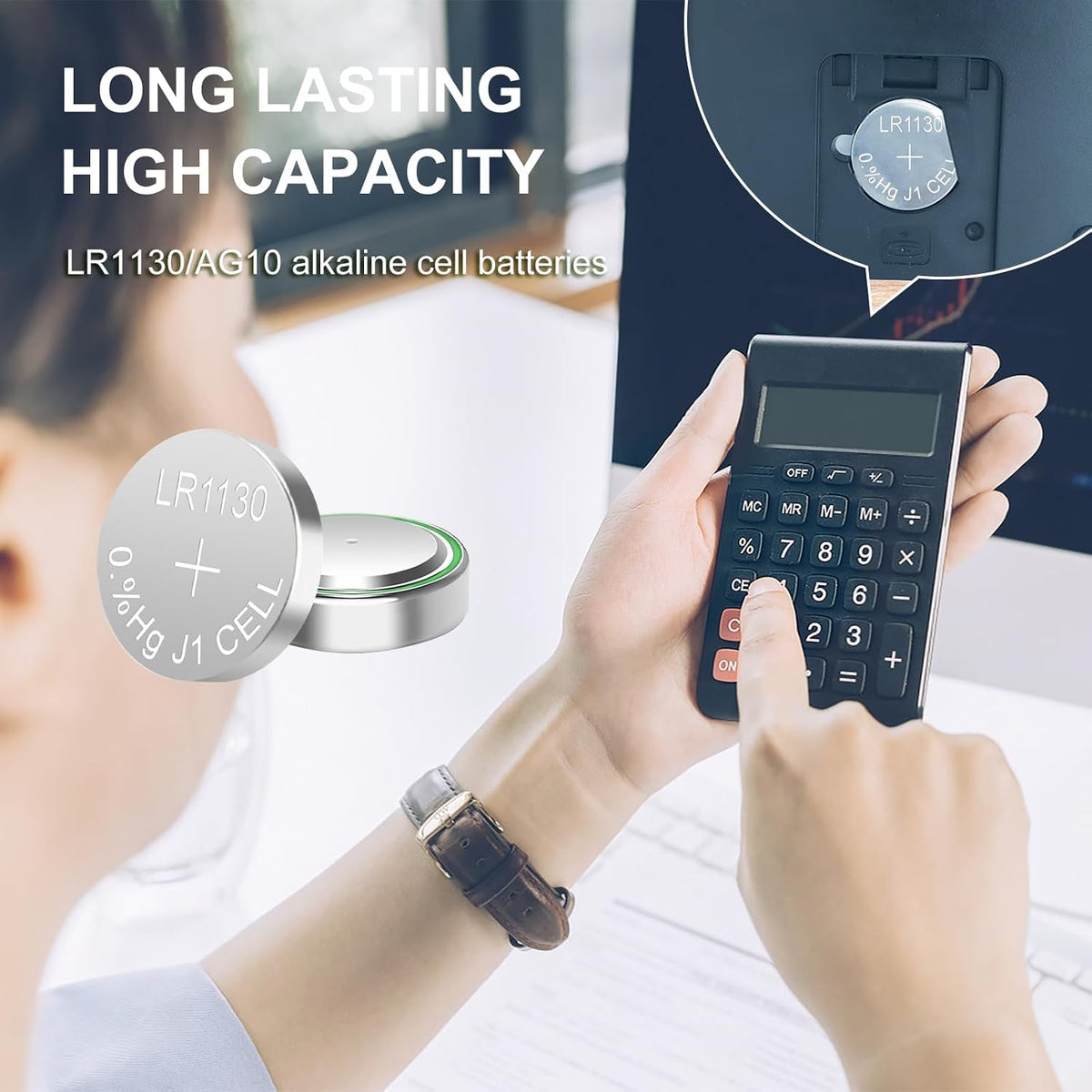LR1130 Battery, 25 Pack AG10 389 390 LR54 SR1130 1.5V Alkaline Button Cell Batteries, for Watch, Calculators, Toys