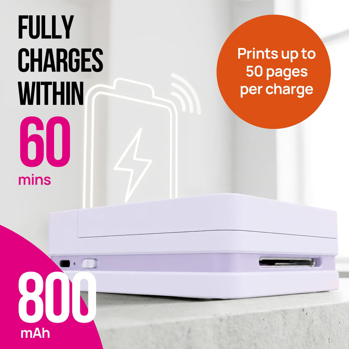 Nelko PP01 2x3 Portable Photo Printer with 20 Sheets, White