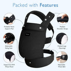 Momcozy Baby Carrier for 3-24M/3.2-20kg, Waist 64-127cm, Cotton Black