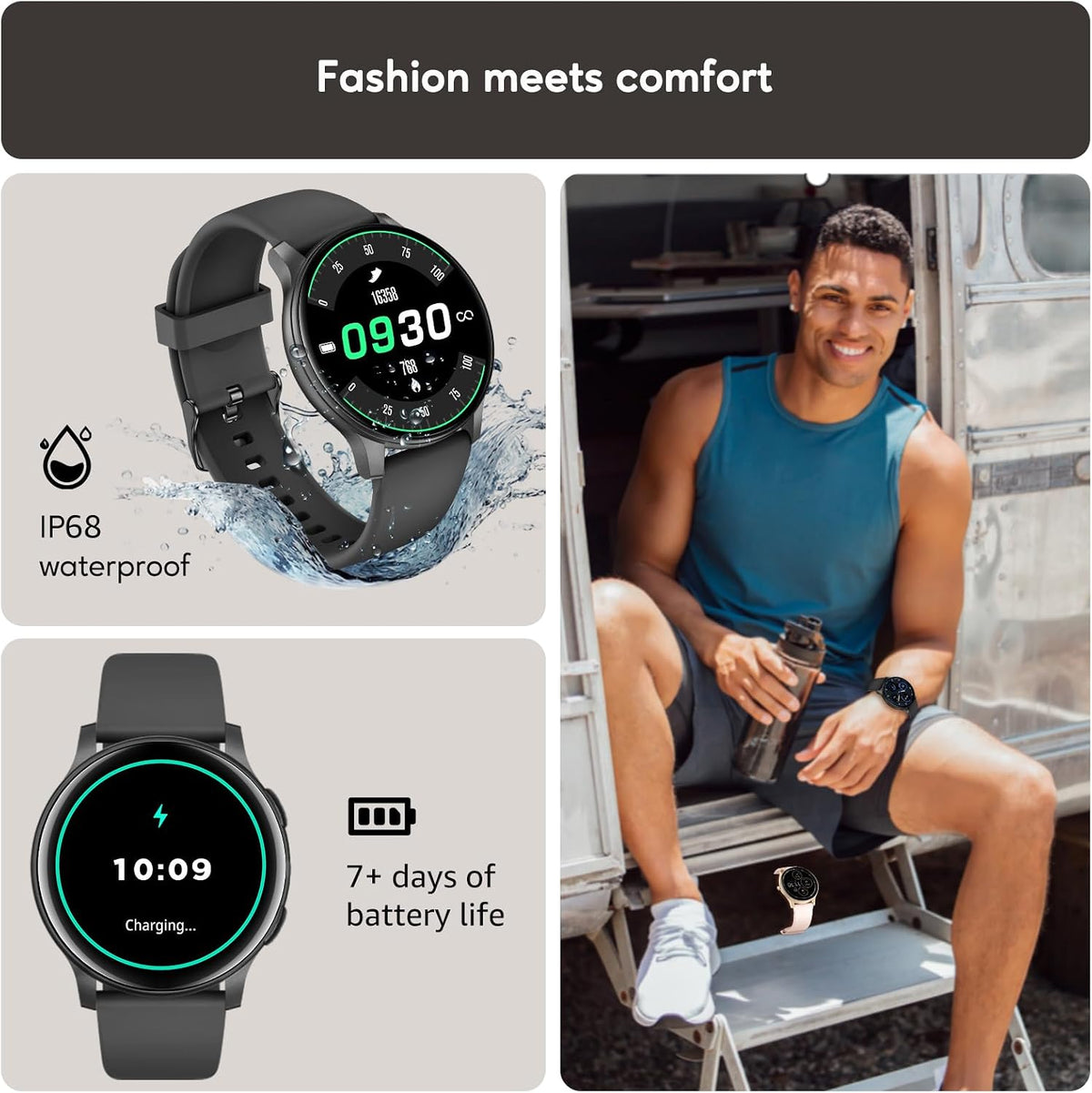 AcclaFit Smart Watch Answer/Make Call,1.38" Smart Watches for Women Men,Fitness Tracker Watch with Heart Rate/Sleep Monitor,120+ Sports,IP68 Waterproof Step Counter Watch Compatible with Android IOS