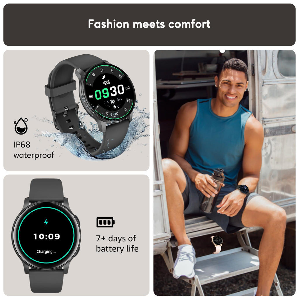 AcclaFit Smart Watch Answer/Make Call,1.38" Smart Watches for Women Men,Fitness Tracker Watch with Heart Rate/Sleep Monitor,120+ Sports,IP68 Waterproof Step Counter Watch Compatible with Android IOS