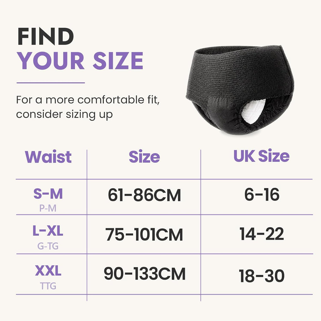 MOLLIS Disposable Period Pants Heavy Flow, Postpartum Underwear L/XL 16 Ct
