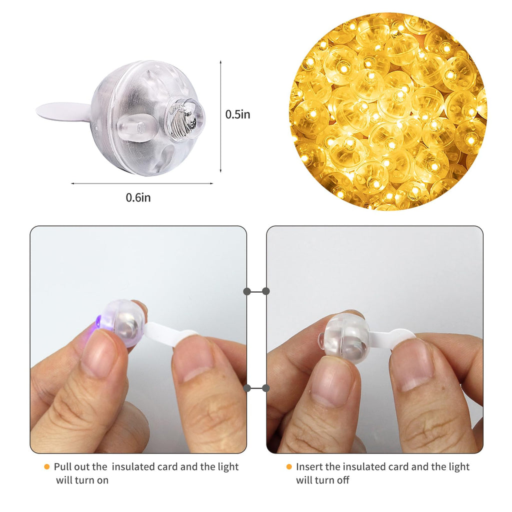 Aogist 200pcs 10-Colors Mini Lights with Hook,Long Standby Time Waterproof LED Balloon Light,Battery Powered,Ball Lamp for Balloon Paper Lantern Birthday Party Christmas Halloween