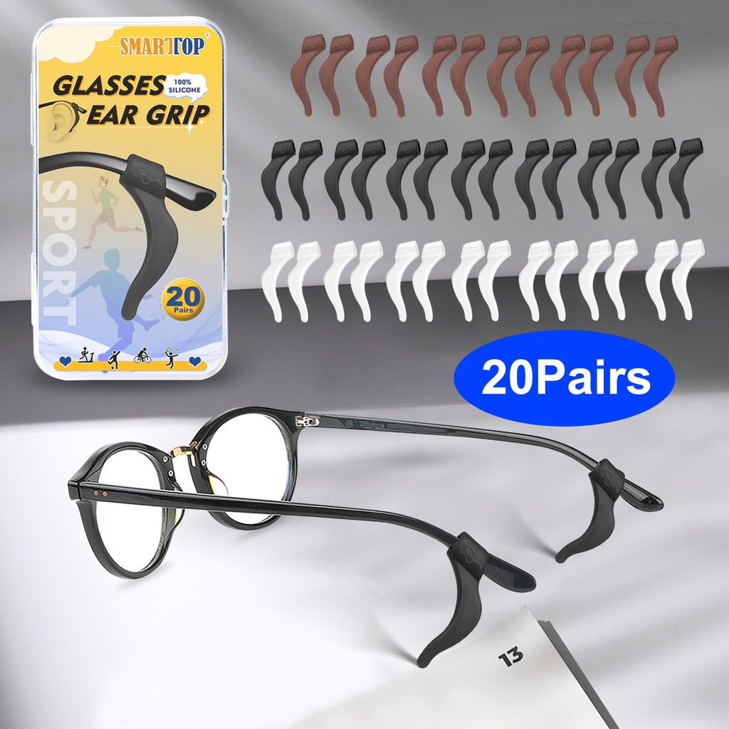 SMARTTOP Eyeglass Ear Grip-20 Pairs eye glasses ear grippers Anti-slip holders for ears,Silicone Ear Hook,glasses ear grip Retainer for Sports Glass Sunglasses Reading