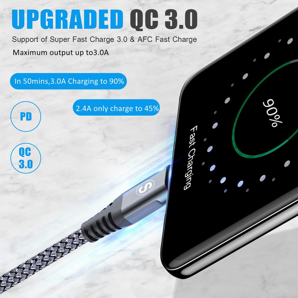 2-Pack 2m 60W USB C to USB C Charger Cable, PD Type C Super Fast Charging for iPhone 17 air 16 15 MacBook iPad Pro, Samsung Flip Fold 7 6 5 S26 S25 S24 S23 Ultra, Steam Deck, Nintendo Switch etc