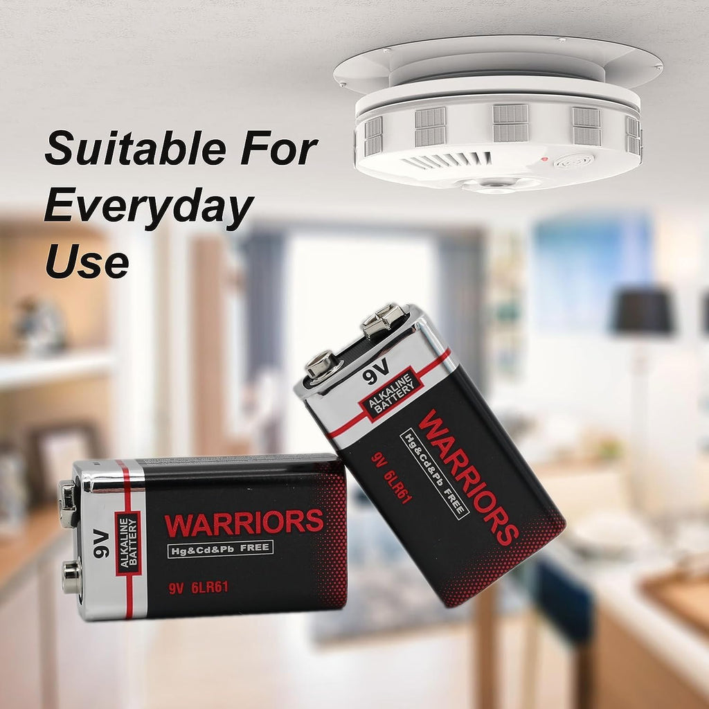 Warriors 2X 9V Alkaline Batteries, 6LR61, Long Lasting Power