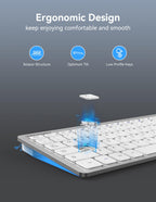 TECKNET 2.4G Wireless Compact Mini Keyboard, UK Layout, White