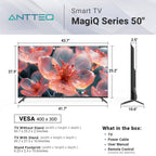 Antteq 32 Inch TV, Central Stand Design TV 720P Freeview HD Dolby Audio DVB T2/S2 LED Television, HDMI USB Media Player Monitor PS5 Xbox, Standard Nonsmart TV Small Screen for Bedroom Kitchen Black