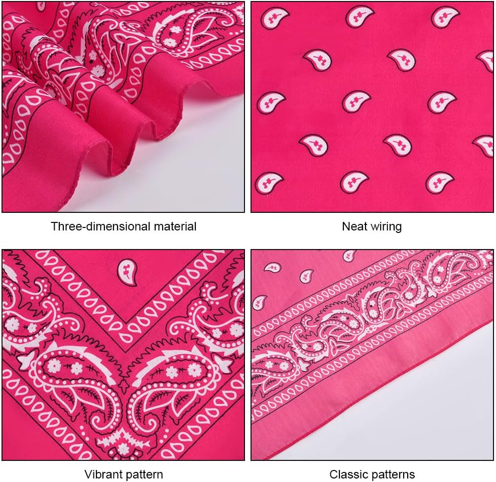 Aomig Bandana Head Scarf for Men and Women, Stylish Cowboy Headband Handkerchief, Multi-purpose Hair Scarf Paisley Print Unisex Headwraps, Bib Party Face Covering Headwear for Motorcycling
