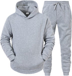 Mens Plain Tracksuit Long Sleeve Hooded Sweatshirt Sweatpants Set Hoodie Joggers Sets 2 Piece Fashion Sweatsuits Activewear Sportswear Men's Clothing UK