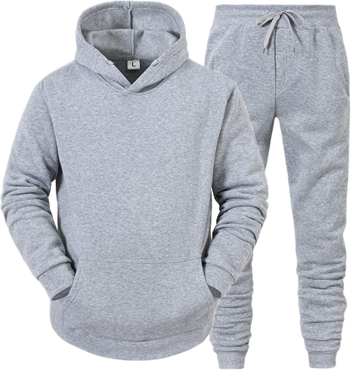 Mens Plain Tracksuit Long Sleeve Hooded Sweatshirt Sweatpants Set Hoodie Joggers Sets 2 Piece Fashion Sweatsuits Activewear Sportswear Men's Clothing UK