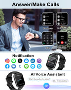RUIMEN Smart Watch Answer Dial Call,Smart Watches for Women Men 1.85" HD Screen Fitness watch with SpO2 Heart Rate Sleep Monitor Step Counter Waterproof 100+ Sports Mode for Android iOS (2 Bands)