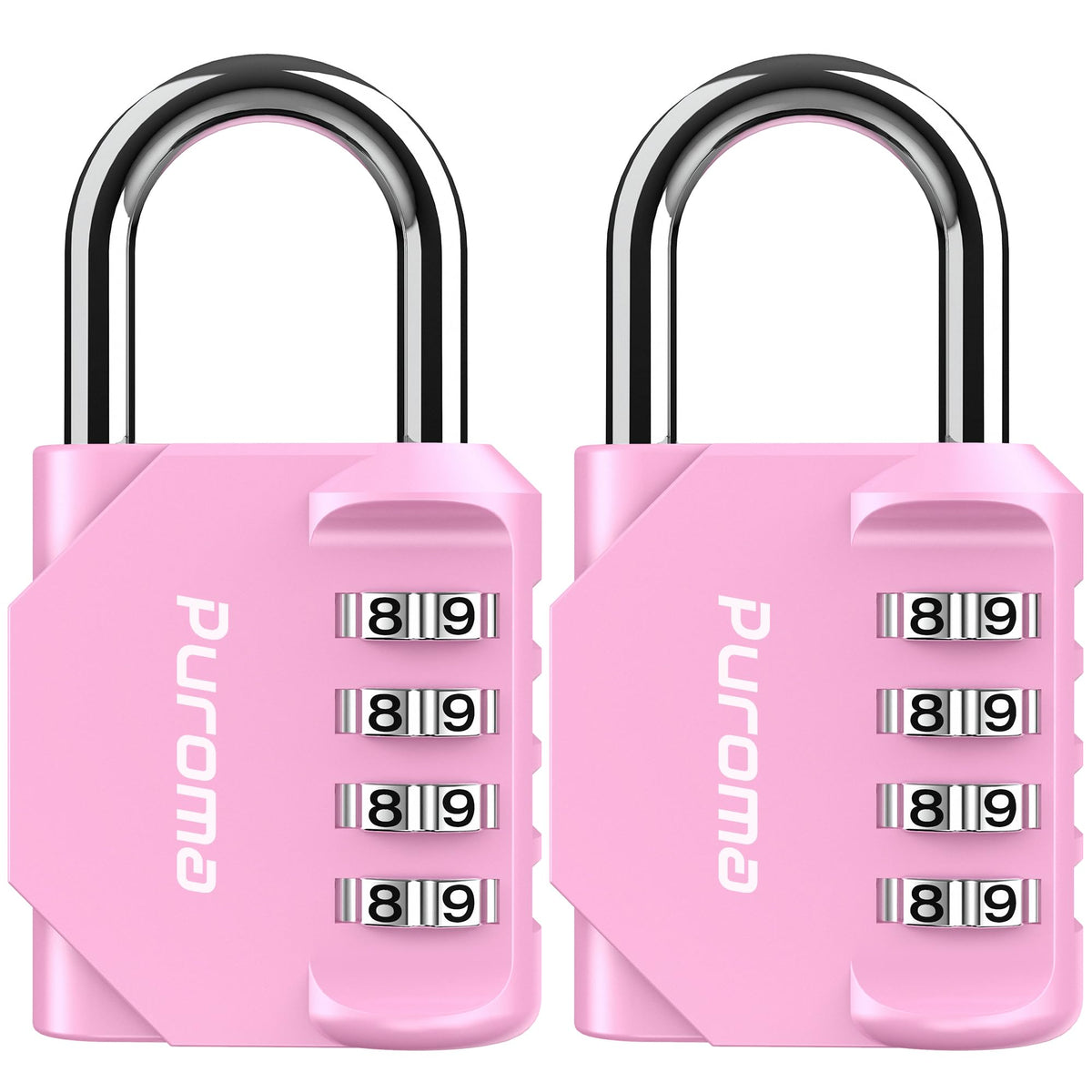 Puroma 2 Combination Lock Locker 4 Digits Combo Padlock Gym Silver & Black