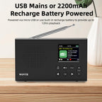 DAB Radio Portable, WOVTE DAB+ Digital Radio Rechargeable FM Radio
