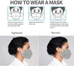 LEMENT 50pcs KN95 Face Mask Black 5-Layer Filter≥95% Cup Dust Safety Masks