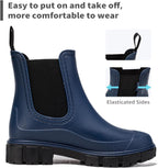 DRECAGE Wellies Boots Women Waterproof Short Chelsea Fashion Ladies Comfortable Rain Boots Outdoors Garden Walking