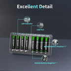 BEVIGOR 12 Slot Battery Charger with 12 Pack AA Rechargeable Batteries