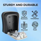 XShield 4-Digit Wall-Mounted Key Lock Box with Zinc Alloy Dial (Black)