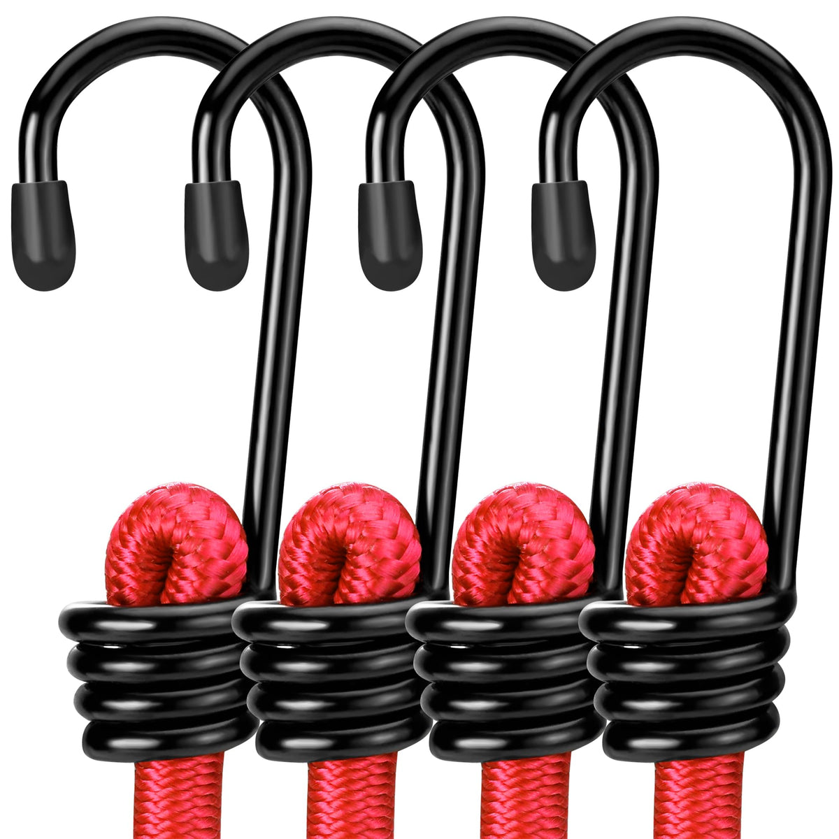 WORKPRO 24" Bungee Cords with Hooks, 4 Pack Heavy Duty Outdoor Bungee Strap