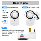 hbn 24Hour Mechanical Timer Plug Socket UK,Light Timers for Home Security