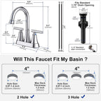 Matte Black Bathroom Faucet, Hurran 4 inch Centerset 2-Handle Lead-Free
