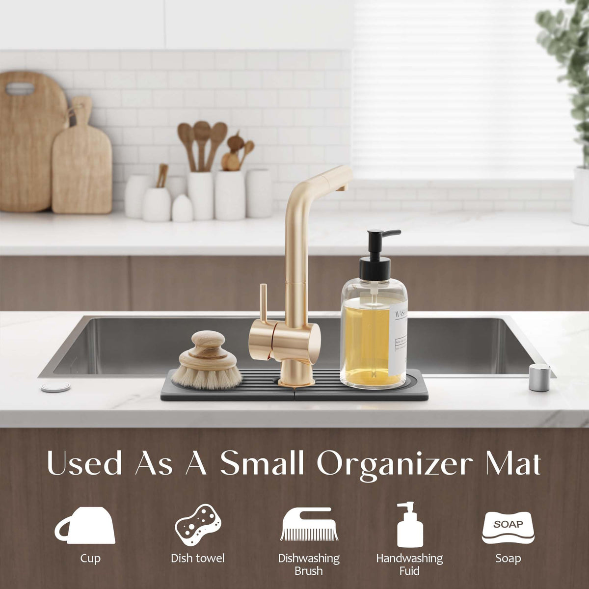 eormoe Faucet Mat for Kitchen Sink, Diatomite Stone Drying Mat - 23.6"x3.9"